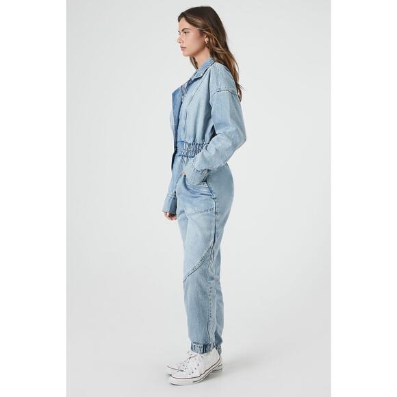 New w/tags Forever 21 Jumpsuit 3x Denim Boiler jumpSuit Jogger - Picture 3 of 5